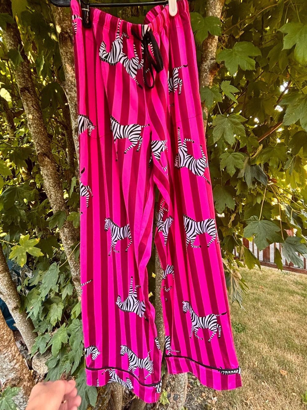Women's Hot Pink Striped Zebra-Print Pajama Set Size XS - Picture 3 of 5